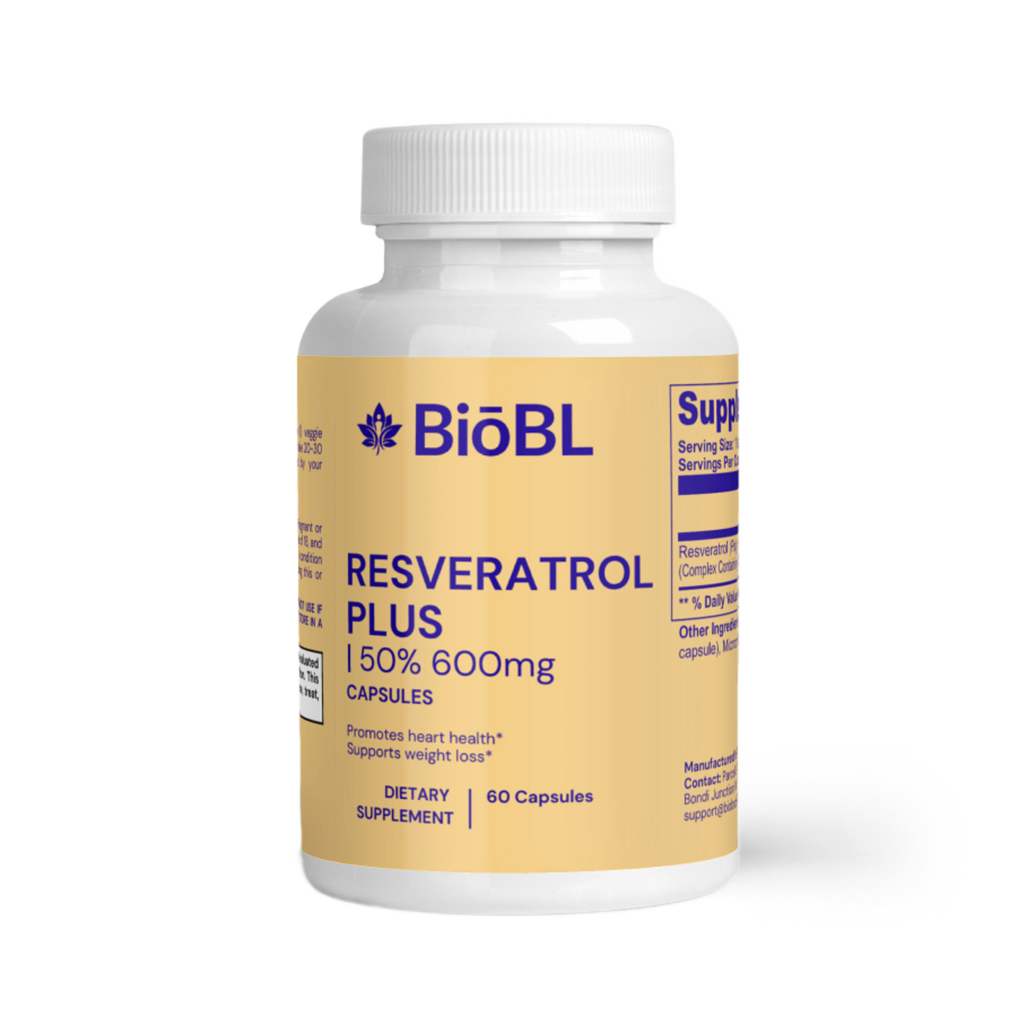 BiōBodyLabs Resveratrol Plus | 50% 600mg